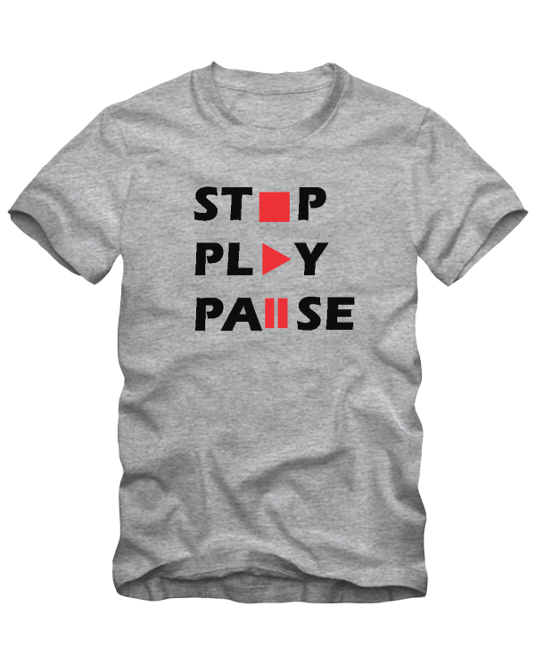marškinėliai Stop,Play,Pause marškinėliai Stop,Play,Pause